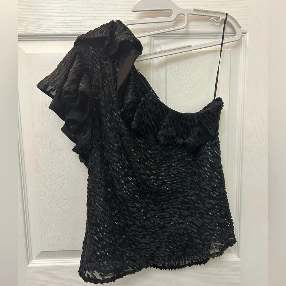 ! IRO One Shoulder Puff Sleeve Silk Blouse 40